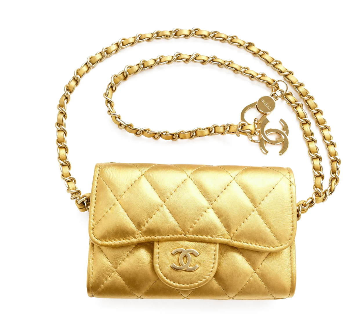 Mini sac CC en cuir rouge